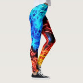 Blauwe en rode vlammen, elektrisch, geëlektrificee leggings (Rechts)