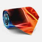 Blauwe en rode vlammen, elektrisch, geëlektrificee stropdas (Opgerold)