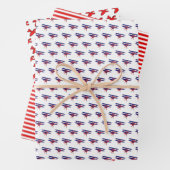 Blauwe en rode vliegtuigen van zaterdag inpakpapier vel (In situ)