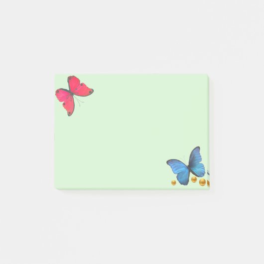 Blauwe en rode vlinders & gouden Confetti Stippen Post-it® Notes (Voorkant)
