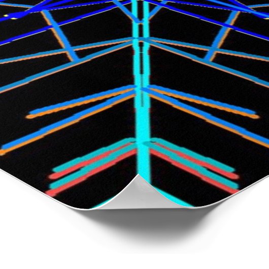 Blauwe en rode vlokken 36x36 poster (Hoek)