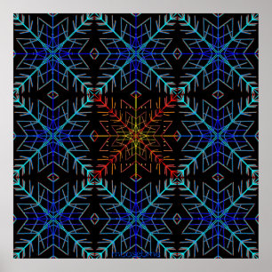 Blauwe en rode vlokken 36x36 poster