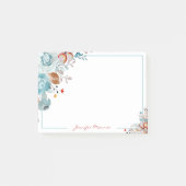 Blauwe en rode waterverf bloemen gepersonaliseerd post-it® notes (Voorkant)