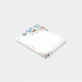 Blauwe en rode waterverf bloemen gepersonaliseerd post-it® notes (Schuin)