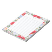 Blauwe en rode Waterverf bloemen Notitieblok (Linkerzijde)