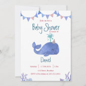 Blauwe en Rode Waterverf Schattige Walvis Baby sho Kaart (Voorkant)