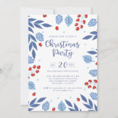 Blauwe en rode winterfeestdag kaart (Voorkant)