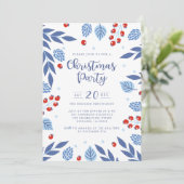 Blauwe en rode winterfeestdag kaart (Staand voorkant)