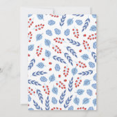 Blauwe en rode winterfeestdag kaart (Achterkant)