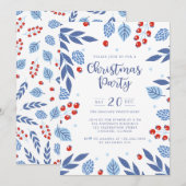 Blauwe en rode winterfeestdag kaart (Voorkant / Achterkant)