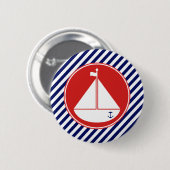 Blauwe en rode zeilboot ronde button 5,7 cm (Voorkant /achterkant)
