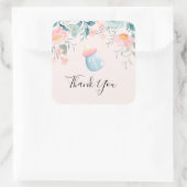 Blauwe en roze Baby flacon met ventilatorgrens Vierkante Sticker (Tas)