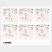 Blauwe en roze Baby flacon met ventilatorgrens Vierkante Sticker (Vel)