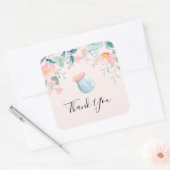 Blauwe en roze Baby flacon met ventilatorgrens Vierkante Sticker (Envelop)