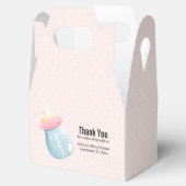 Blauwe en roze Baby fles met Cute Polka Dots Bedankdoosjes (Geopend)