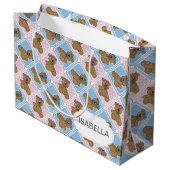 Blauwe en roze Baby Teddy Bears Groot Cadeauzakje (Achterkant Gekanteld)