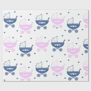 Blauwe En Roze Babywagens Cadeaupapier