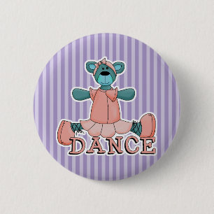 Blauwe en Roze Ballerina Dans Beer Ronde Button 5,7 Cm
