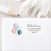 Blauwe en roze ballonnen etiket (Insitu)