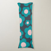 Blauwe en roze bloem Boho stijl Lichaamskussen (Voorkant Verticaal)