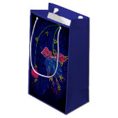 Blauwe en roze bloem klein cadeauzakje (Achterkant Gekanteld)