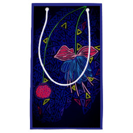 Blauwe en roze bloem klein cadeauzakje