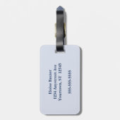 Blauwe en roze bloemen Blauwe rug Bagagelabel (Achterkant verticaal)