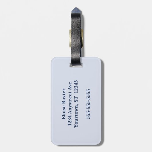 Blauwe en roze bloemen Blauwe rug Bagagelabel (Achterkant verticaal)