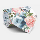 Blauwe en roze bloemen bloemen formele Stropdas (Opgerold)