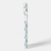 Blauwe en Roze Bloemen en Strikken Gestreept Case-Mate iPhone Case (Achterkant / Links)