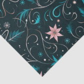 Blauwe en roze bloemen en wijnstokken Kerstmis Tissuepapier (Detail)