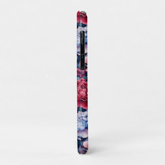 Blauwe en roze bloemen gepersonaliseerd Case-Mate iPhone case (Achterkant/links)