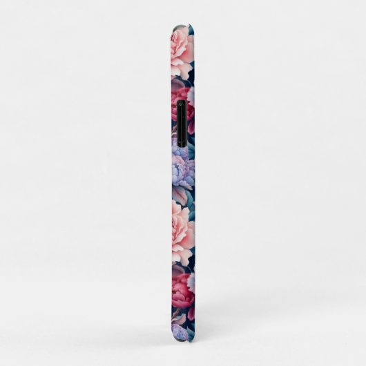 Blauwe en roze bloemen gepersonaliseerd Case-Mate iPhone case (Achterkant/rechts)