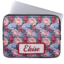 Blauwe en roze bloemen gepersonaliseerd