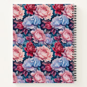 Blauwe en roze bloemen gepersonaliseerd notitieboek (Achterkant)