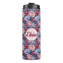 Blauwe en roze bloemen gepersonaliseerd