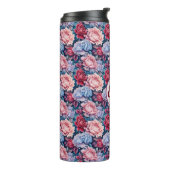 Blauwe en roze bloemen gepersonaliseerd thermosbeker (Gedraaid links)