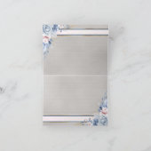 Blauwe en Roze Bloemen op Roze & Grijze Bruiloft Bedankkaart (Binnen)