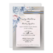 Blauwe en Roze Bloemen op Roze & Grijze Bruiloft