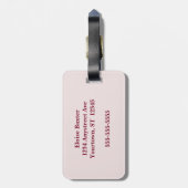 Blauwe en roze bloemen roze rug bagagelabel (Achterkant verticaal)