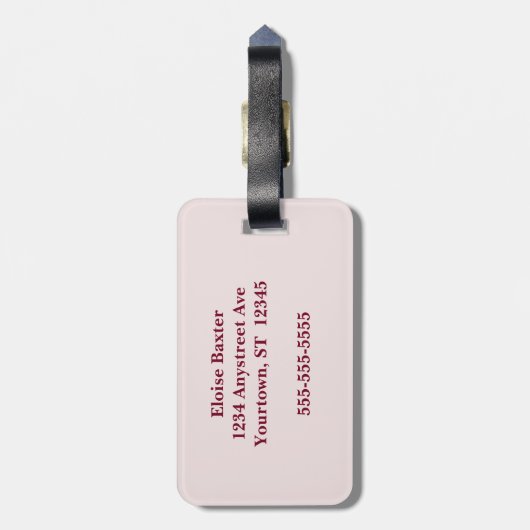 Blauwe en roze bloemen roze rug bagagelabel (Achterkant verticaal)