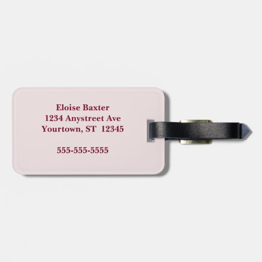 Blauwe en roze bloemen roze rug bagagelabel (Achterkant horizontaal)