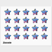Blauwe en roze bloemen ster sticker (Vel)