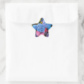 Blauwe en roze bloemen ster sticker (Tas)