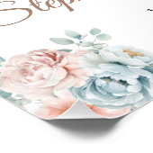 Blauwe en roze bloemenfoto 30e verjaardag Welkom Perfect Poster (Hoek)