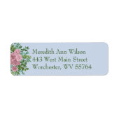 Blauwe en roze bruiloft pastel Floral Spring Etiket (Voorkant)