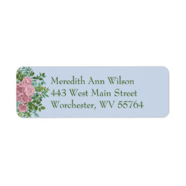 Blauwe en roze bruiloft pastel Floral Spring Etiket