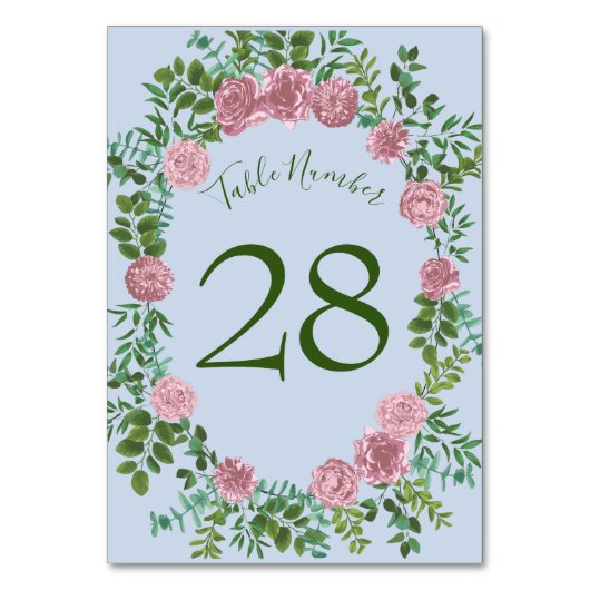 Blauwe en roze bruiloft pastel Floral Spring Kaart (Achterkant)