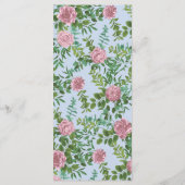 Blauwe en roze bruiloft pastel Floral Spring Menu (Achterkant)