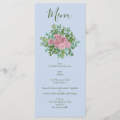 Blauwe en roze bruiloft pastel Floral Spring Menu (Voorkant)
